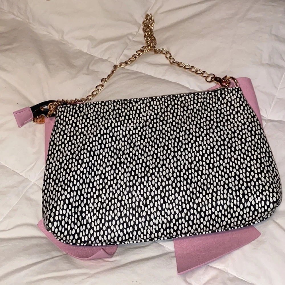 Betsey Johnson Pink Bow Chain Shoulder Bag